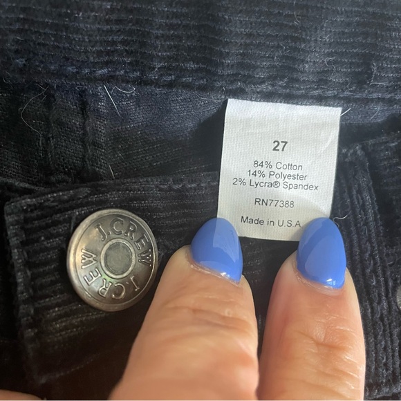 J CREW Tall mid-rise black skinny corduroy jean in signature stretch SZ/27 - Picture 7 of 10